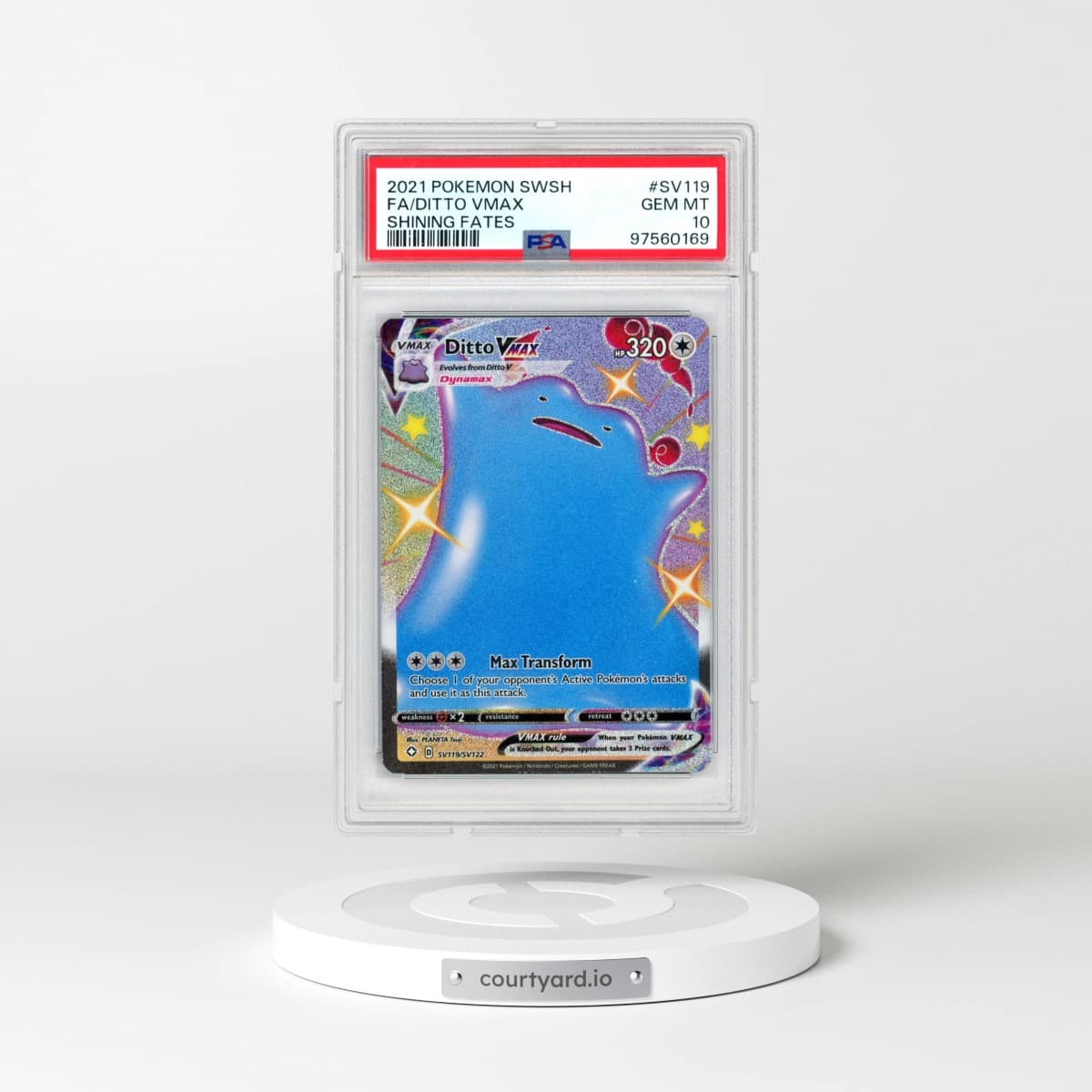 2021 Pokémon Sword & Shield Shining Fates #SV119 Ditto Vmax - Full Art (PSA 10 GEM MINT)