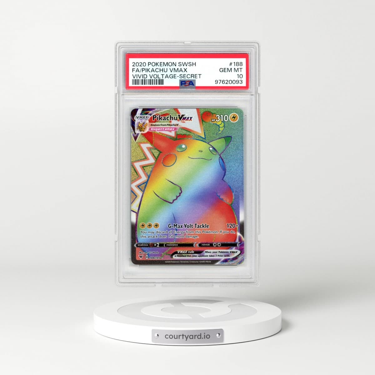 2020 Pokémon Sword & Shield Vivid Voltage #188 Pikachu Vmax - Full Art Secret (PSA 10 GEM MINT)
