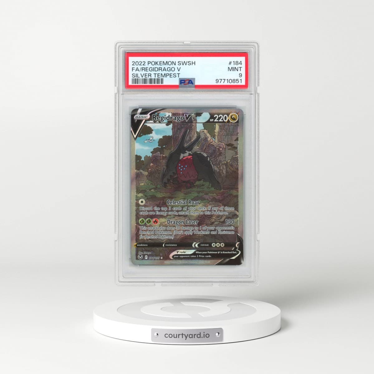 2022 Pokémon Sword & Shield Silver Tempest #184 Regidrago V - Holo Full Art (PSA 9 MINT)