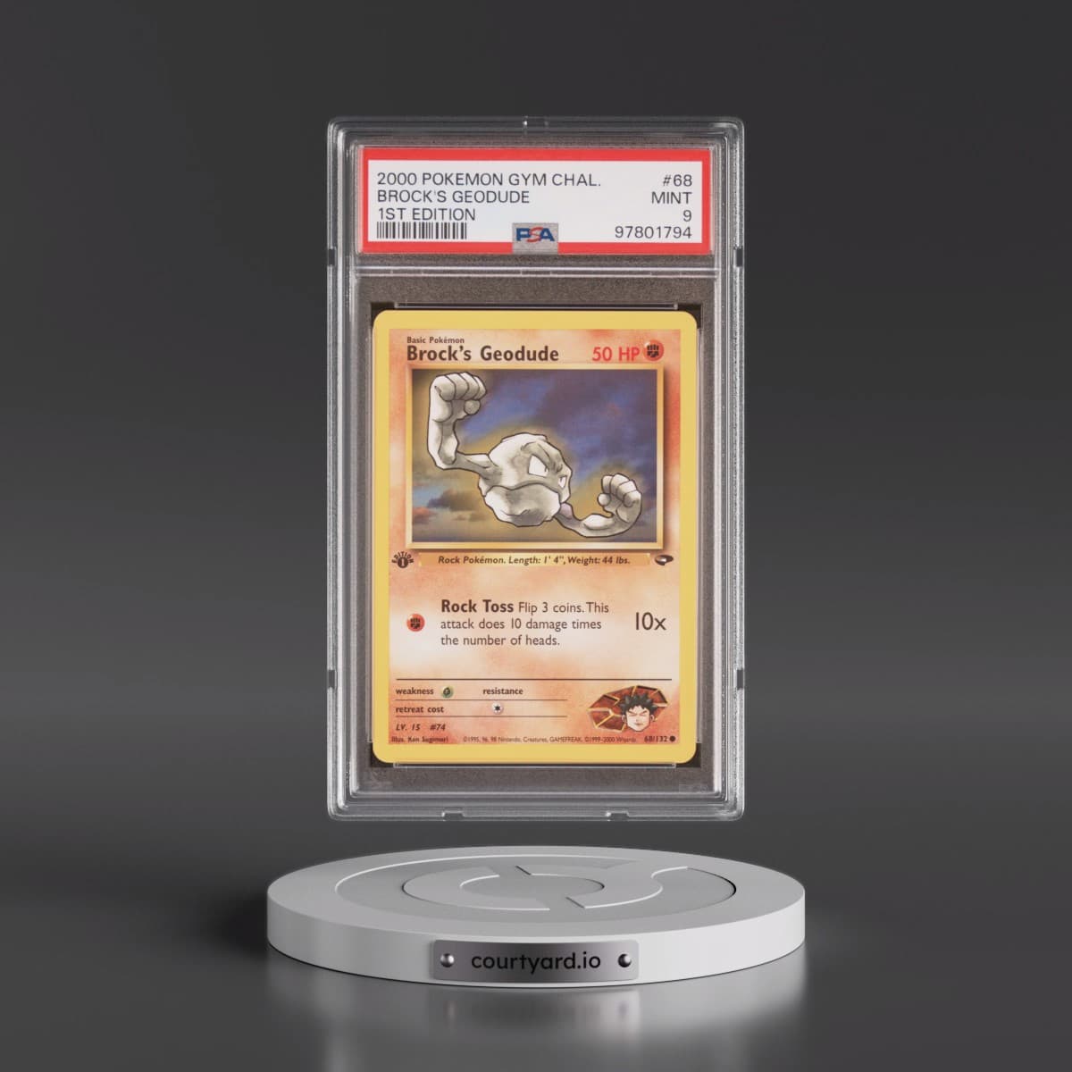 2000 Pokémon Gym Challenge #68 Brock's Geodude - 1st Edition (PSA 9 MINT)