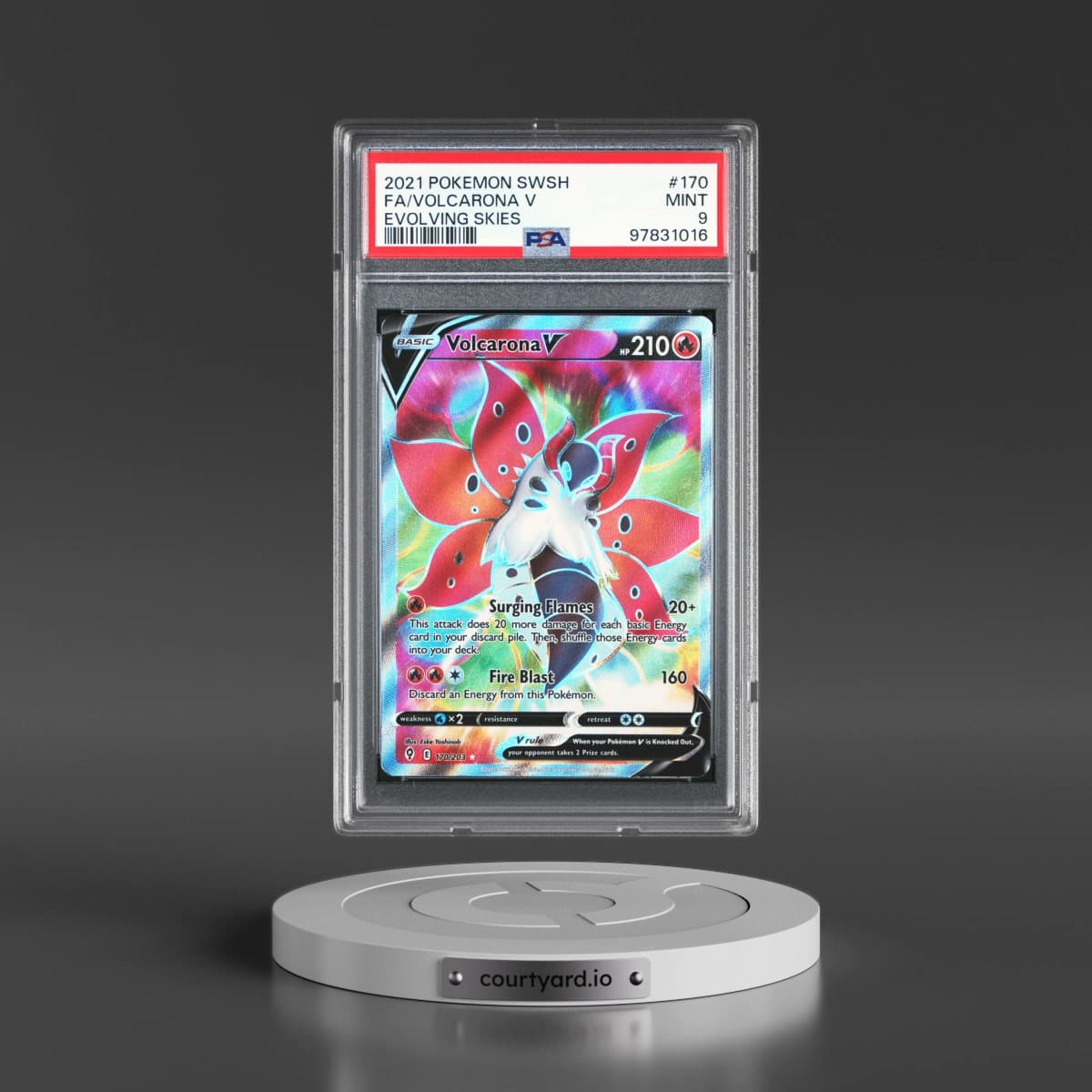 2021 Pokémon Sword & Shield Evolving Skies #170 Volcarona V - Holo Full Art (PSA 9 MINT)