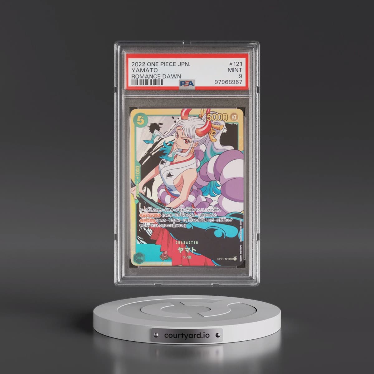 2022 One Piece Japanese OP01-Romance Dawn #121 Yamato (PSA 9 MINT)