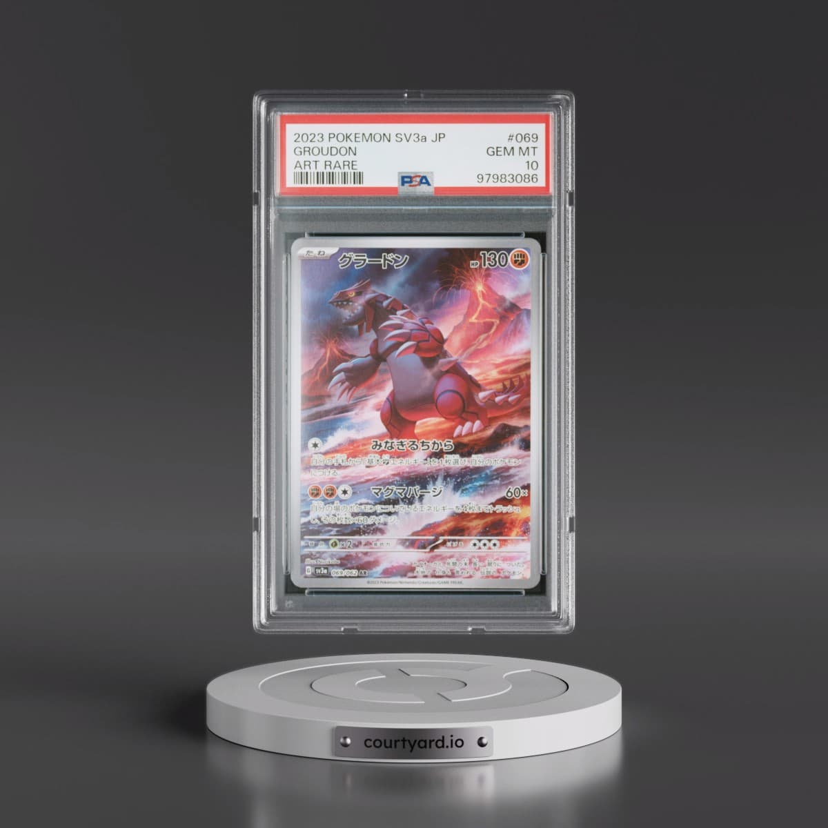 2023 Pokémon Sv3a-Raging Surf #069 Groudon - Art Rare (PSA 10 GEM MINT)