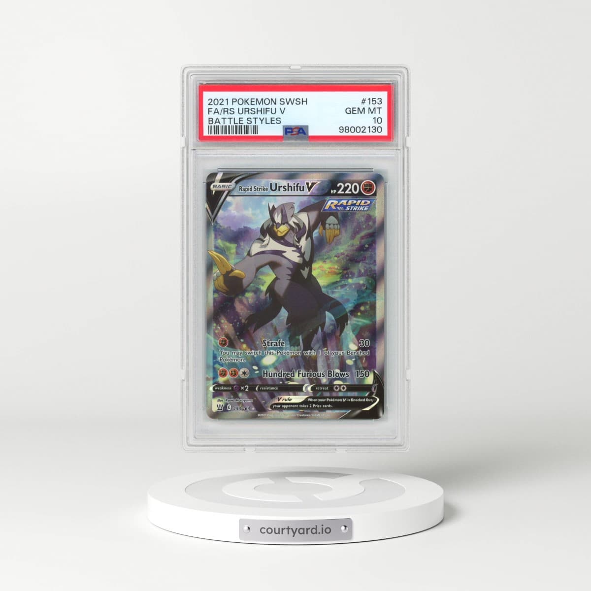 2021 Pokémon Sword & Shield Battle Styles #153 Rapid Strike Urshifu V - Holo Full Art (PSA 10 GEM MINT)