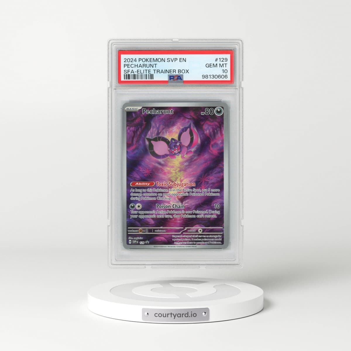 2024 Pokémon Svp EN-SV Black Star Promo #129 Pecharunt - Shrouded Fable Elite Trainer Box (PSA 10 GEM MINT)