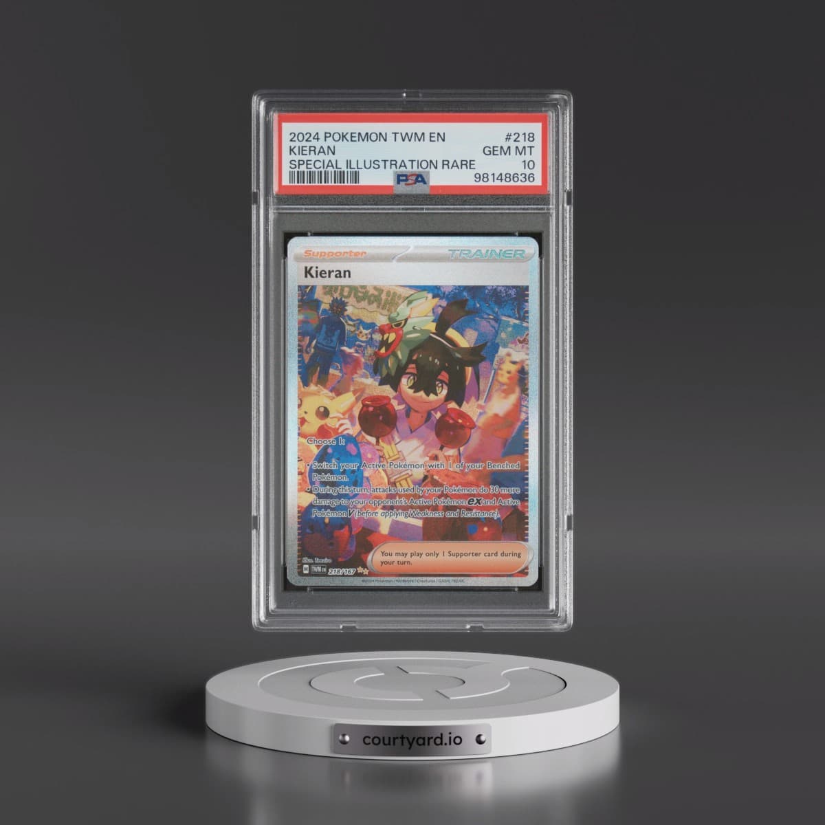 2024 Pokémon Twm EN-Twilight Masquerade #218 Kieran - Special Illustration Rare (PSA 10 GEM MINT)