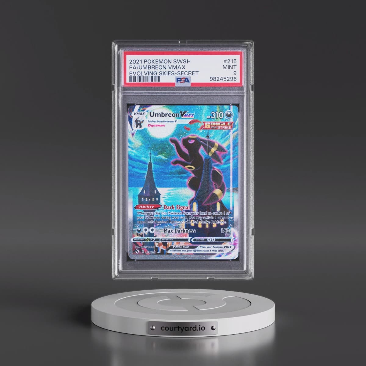 2021 Pokémon Sword & Shield Evolving Skies #215 Umbreon Vmax - Full Art Secret (PSA 9 MINT)