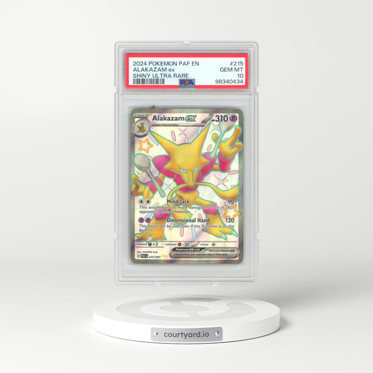 2024 Pokémon Paf EN-Paldean Fates #215 Alakazam EX - Holo Shiny Ultra Rare (PSA 10 GEM MINT)