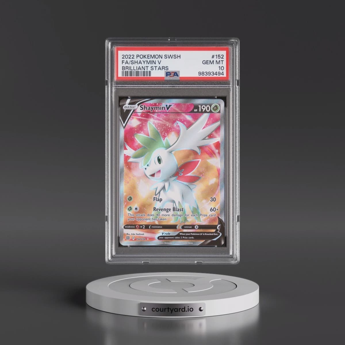 2022 Pokémon Sword & Shield Brilliant Stars #152 Shaymin V - Holo Full Art (PSA 10 GEM MINT)