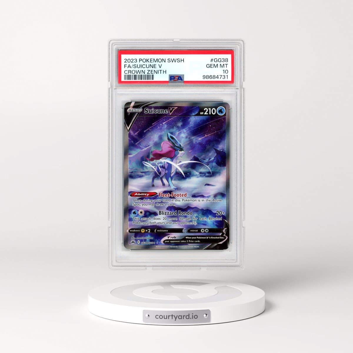 2023 Pokémon Sword and Shield Crown Zenith #GG38 Suicune V - Holo Full Art (PSA 10 GEM MINT)