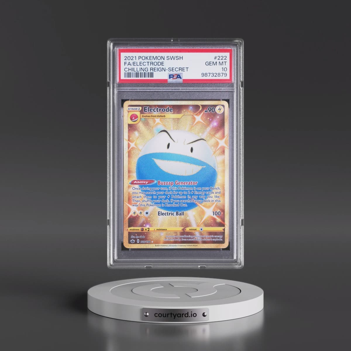 2021 Pokémon Sword & Shield Chilling Reign #222 Electrode - Full Art Secret (PSA 10 GEM MINT)
