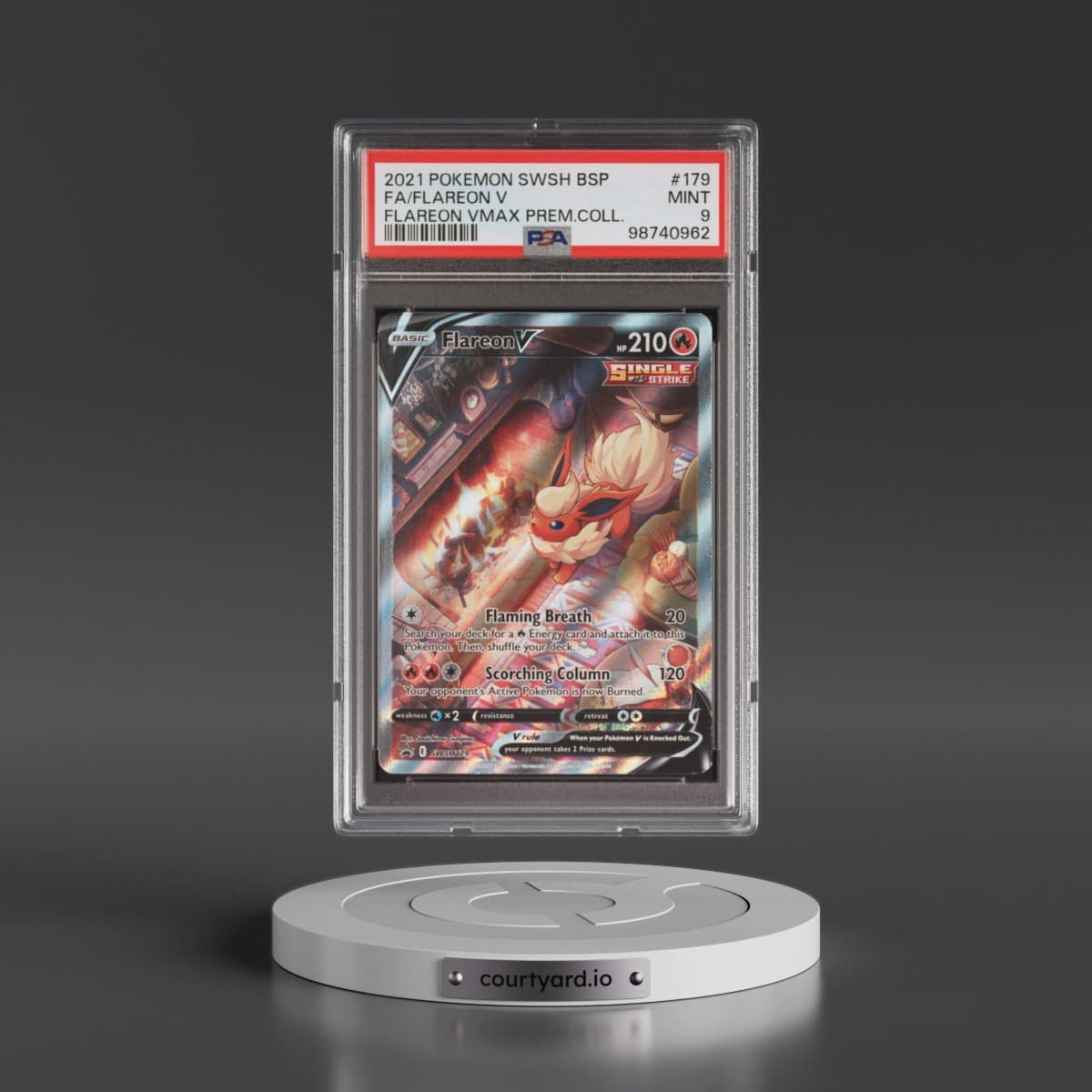 2021 Pokémon Swsh Black Star Promo #179 Flareon V - Holo Full Art Flareon Vmax Premium Collection (PSA 9 MINT)