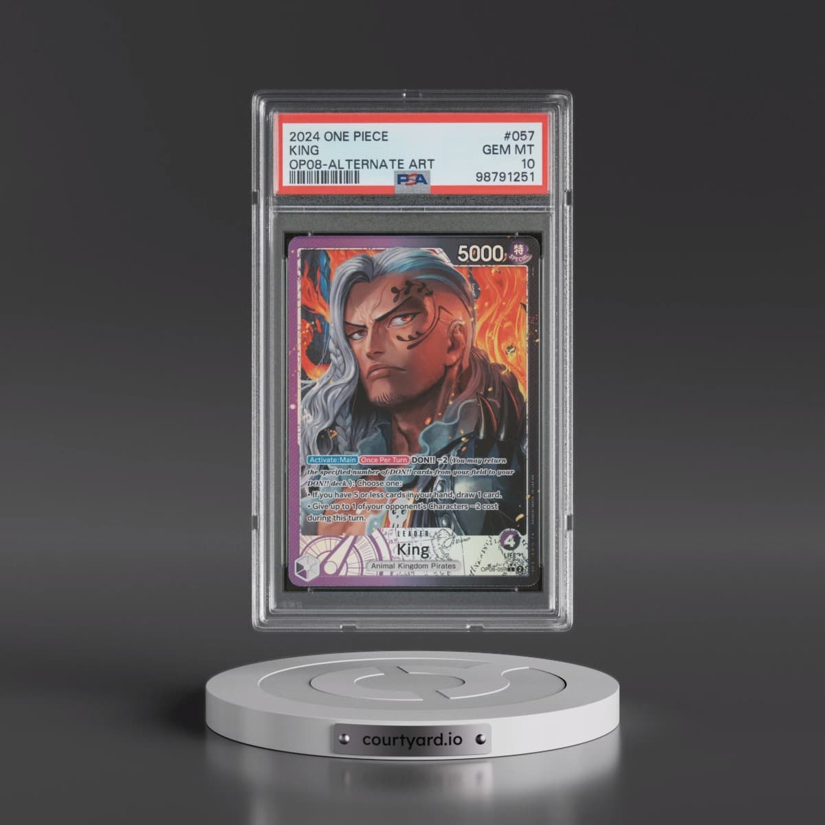 2024 One Piece OP08-Two Legends #057 King - Alternate Art (PSA 10 GEM MINT)
