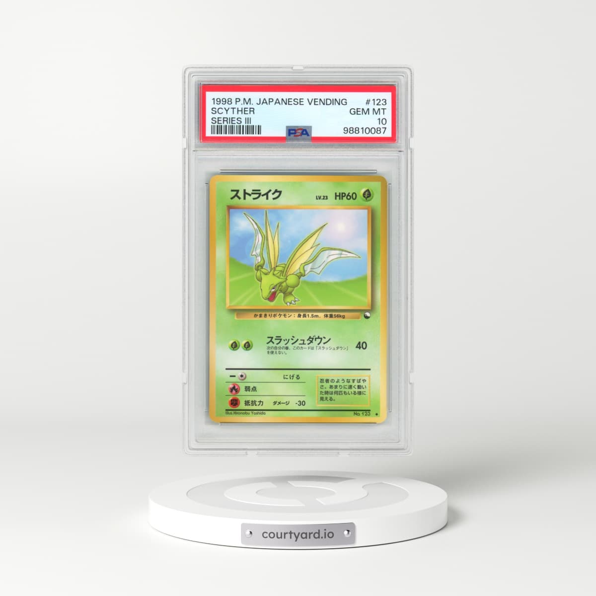 1998 Pokémon Vending #123 Scyther - Series III (PSA 10 GEM MINT)