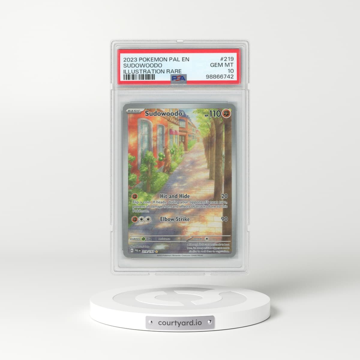 2023 Pokémon Pal EN-Paldea Evolved #219 Sudowoodo - Illustration Rare (PSA 10 GEM MINT)