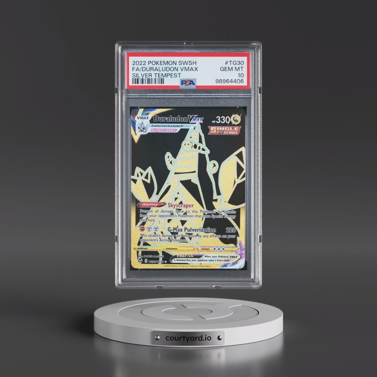 2022 Pokémon Sword & Shield Silver Tempest #TG30 Duraludon Vmax - Full Art (PSA 10 GEM MINT)