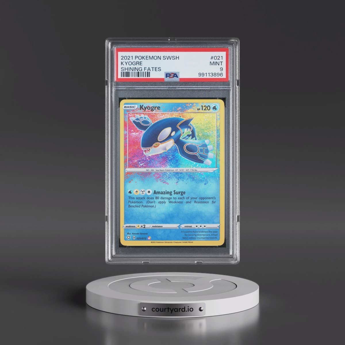 2021 Pokémon Sword & Shield Shining Fates #021 Kyogre (PSA 9 MINT)