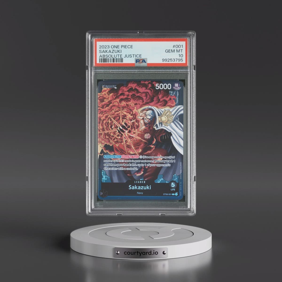 2023 One Piece Starter Deck ST06-Absolute Justice #001 Sakazuki (PSA 10 GEM MINT)