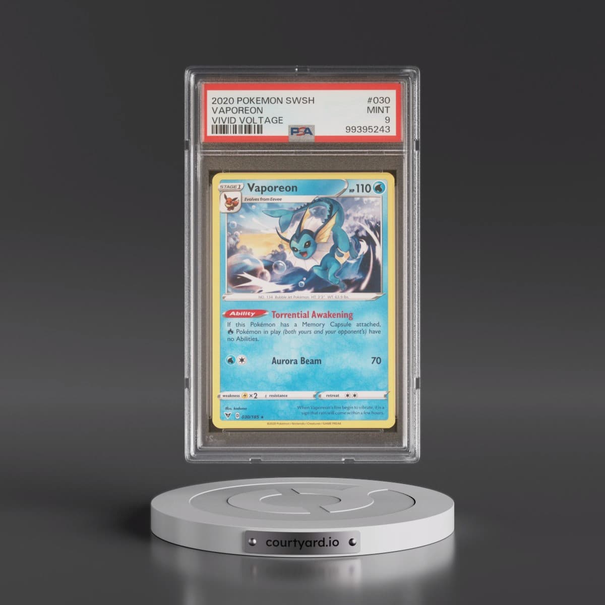 2020 Pokémon Sword & Shield Vivid Voltage #030 Vaporeon (PSA 9 MINT)