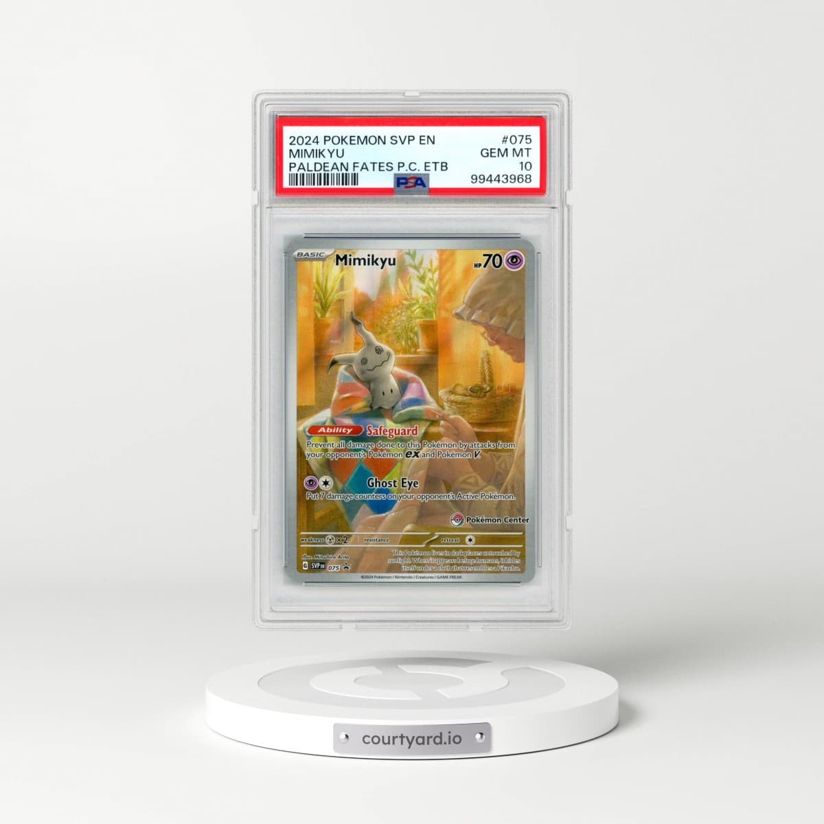 2024 Pokémon Svp EN-SV Black Star Promo #075 Mimikyu - Paldean Fates Pokemon Center Elite Trainer Box (PSA 10 GEM MINT)