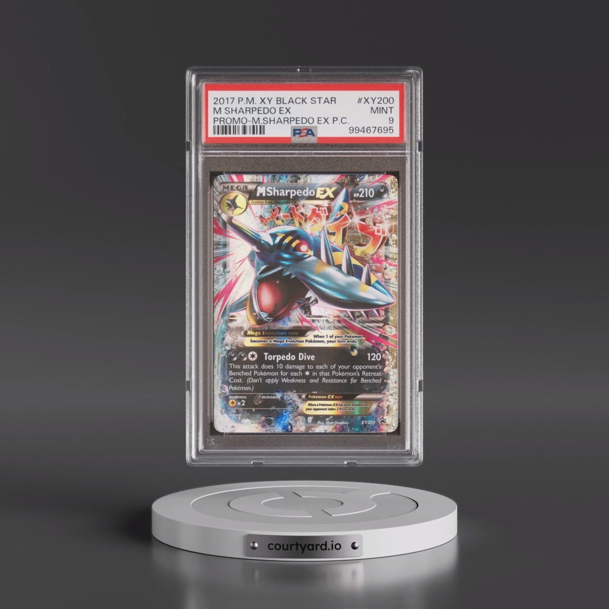 2017 Pokémon XY Black Star Promo #XY200 M Sharpedo EX - Holo Mega Sharpedo EX Premium Collection (PSA 9 MINT)