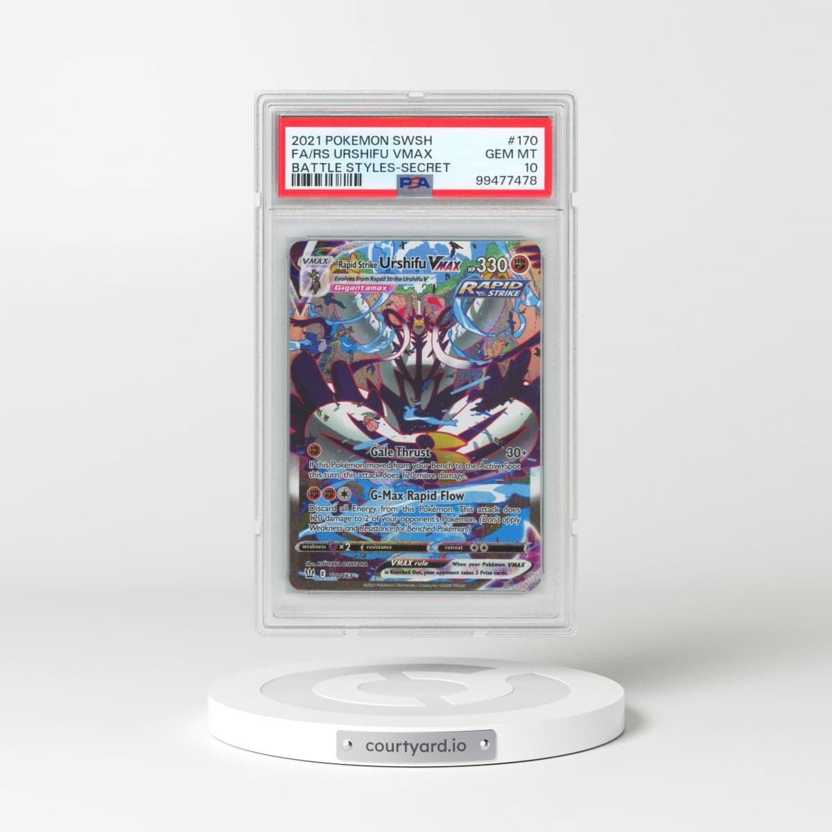 2021 Pokémon Sword & Shield Battle Styles #170 Rapid Strike Urshifu Vmax - Full Art Secret (PSA 10 GEM MINT)