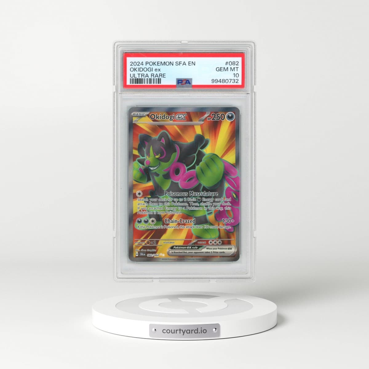 2024 Pokémon Sfa EN-Shrouded Fable #082 Okidogi EX - Holo Ultra Rare (PSA 10 GEM MINT)
