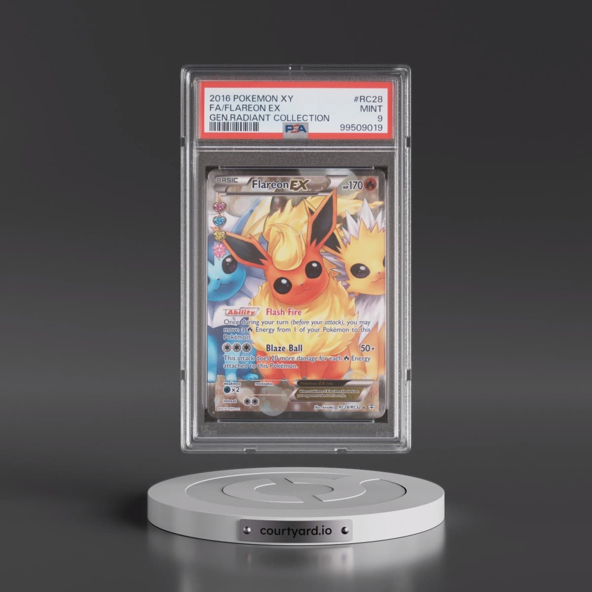 2016 Pokémon XY Generations Radiant Collection #RC28 Flareon EX - Holo Full Art (PSA 9 MINT)