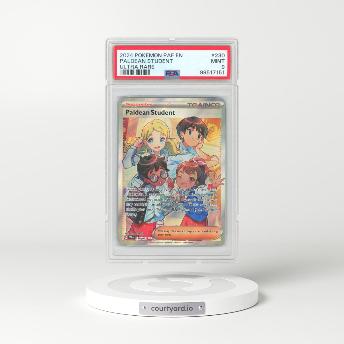 2024 Pokémon Paf EN-Paldean Fates #230 Paldean Student - Ultra Rare (PSA 9 MINT)