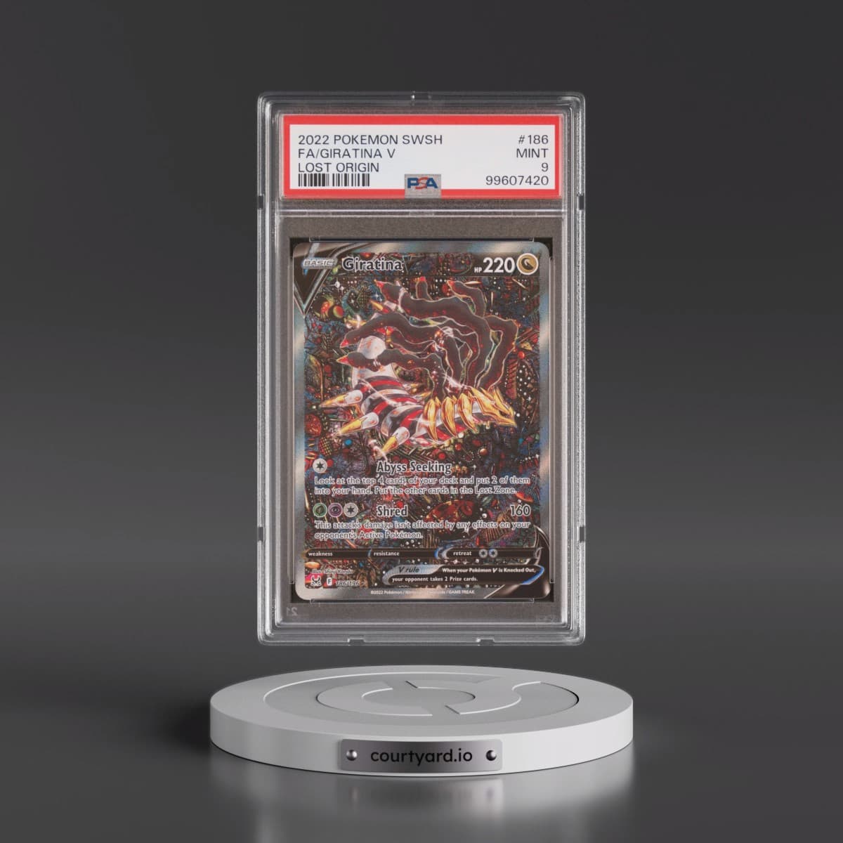 2022 Pokémon Sword & Shield Lost Origin #186 Giratina V - Holo Full Art (PSA 9 MINT)