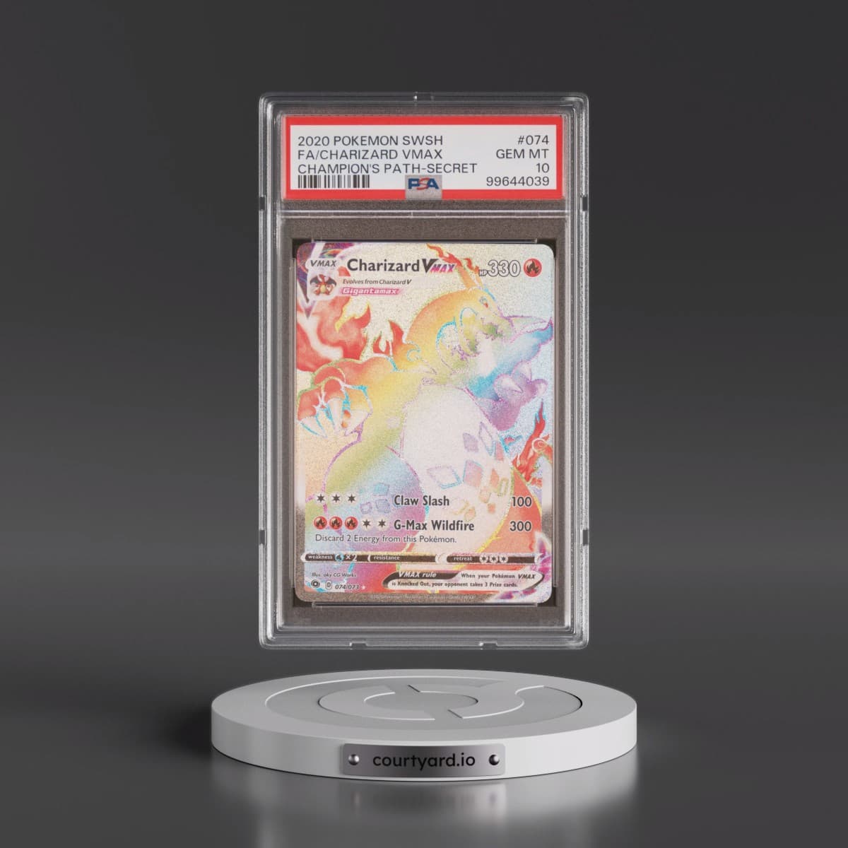 2020 Pokémon Sword & Shield Champion's Path #074 Charizard Vmax - Full Art Secret (PSA 10 GEM MINT)