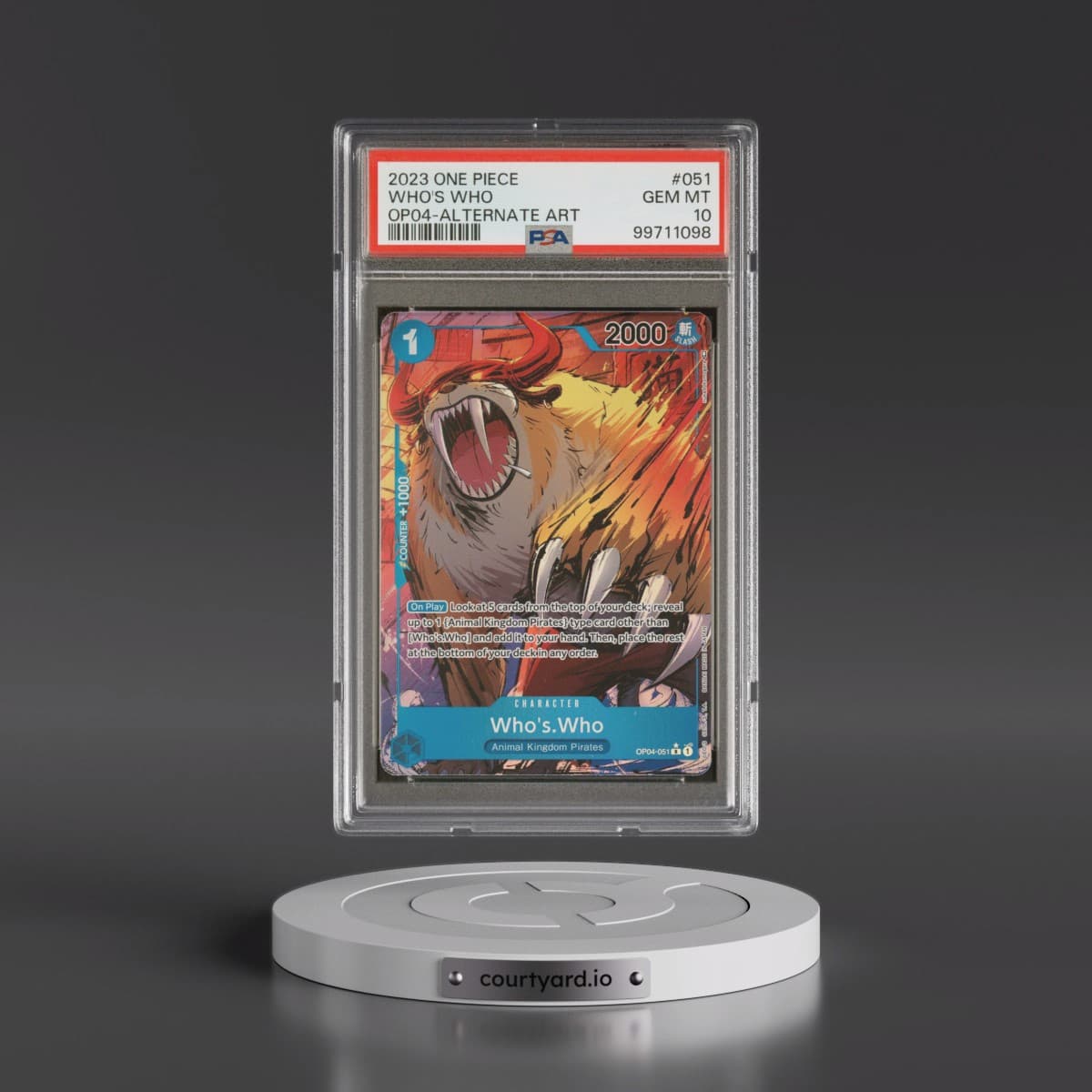 2023 One Piece OP04-Kingdoms of Intrigue #051 Who's Who - Alternate Art (PSA 10 GEM MINT)
