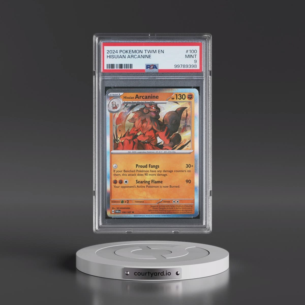 2024 Pokémon Twm EN-Twilight Masquerade #100 Hisuian Arcanine (PSA 9 MINT)