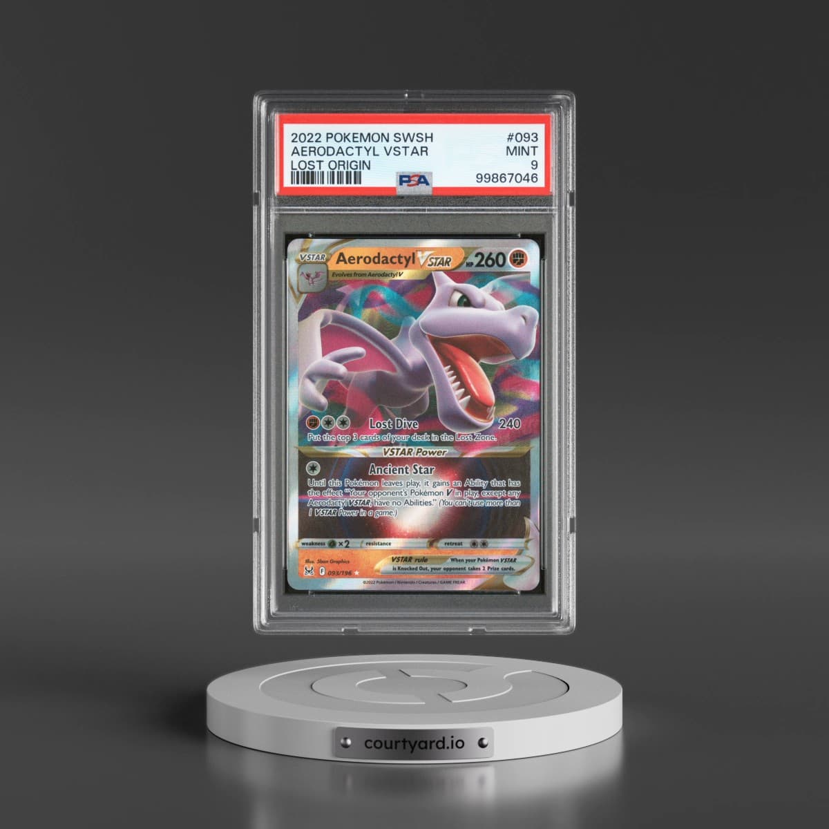 2022 Pokémon Sword & Shield Lost Origin #093 Aerodactyl Vstar (PSA 9 MINT)