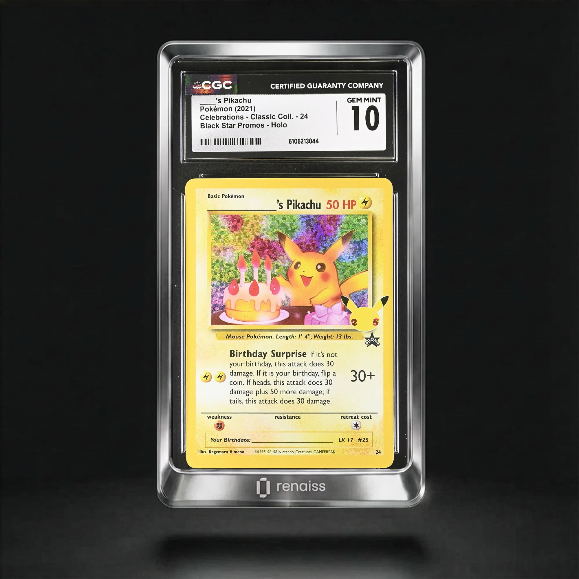 CGC 10 Gem Mint 2021 Pokemon Celebrations Classic Collection #24 Birthday Pikachu-Holo