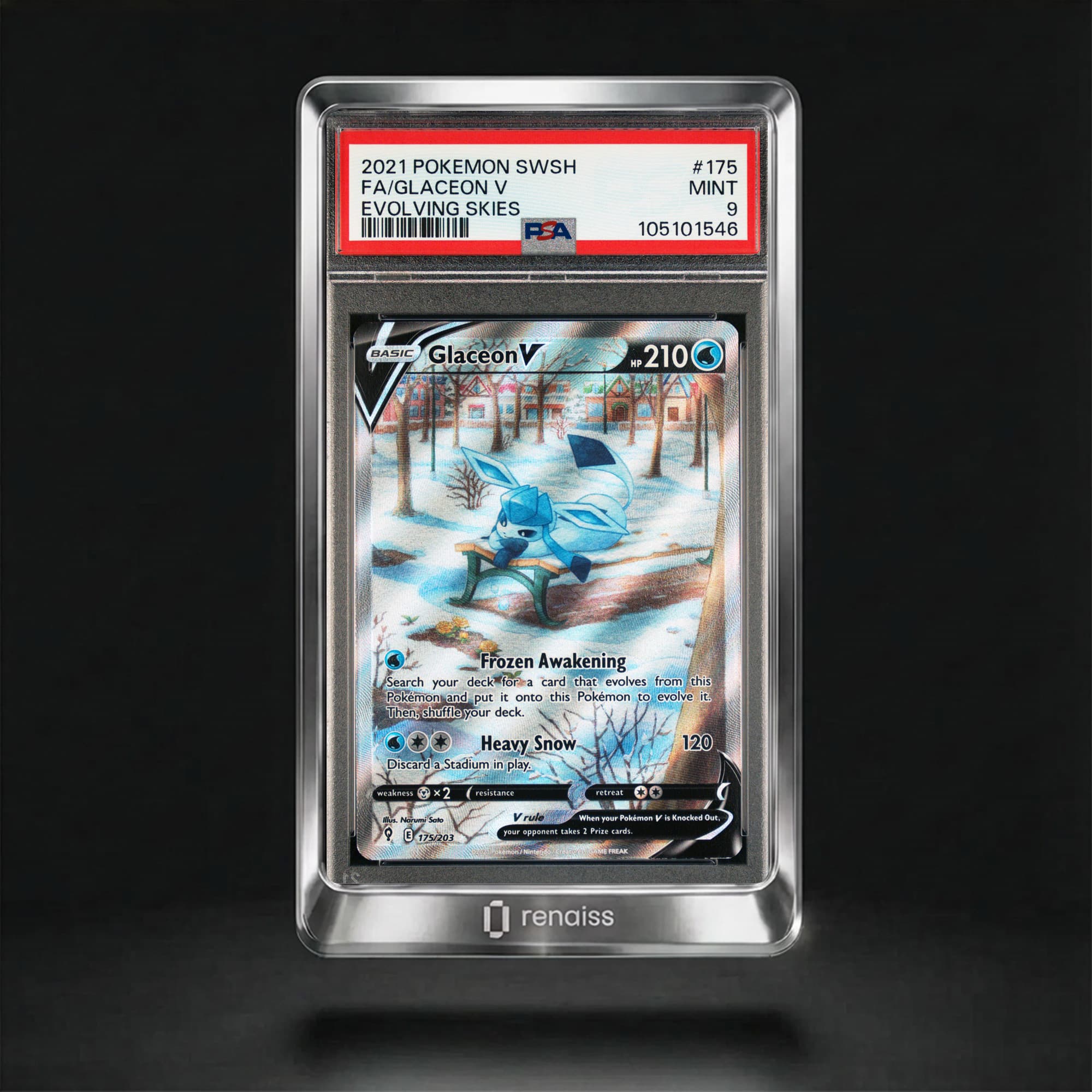 PSA 9 Mint 2021 Pokemon Sword & Shield Evolving Skies #175 Glaceon V