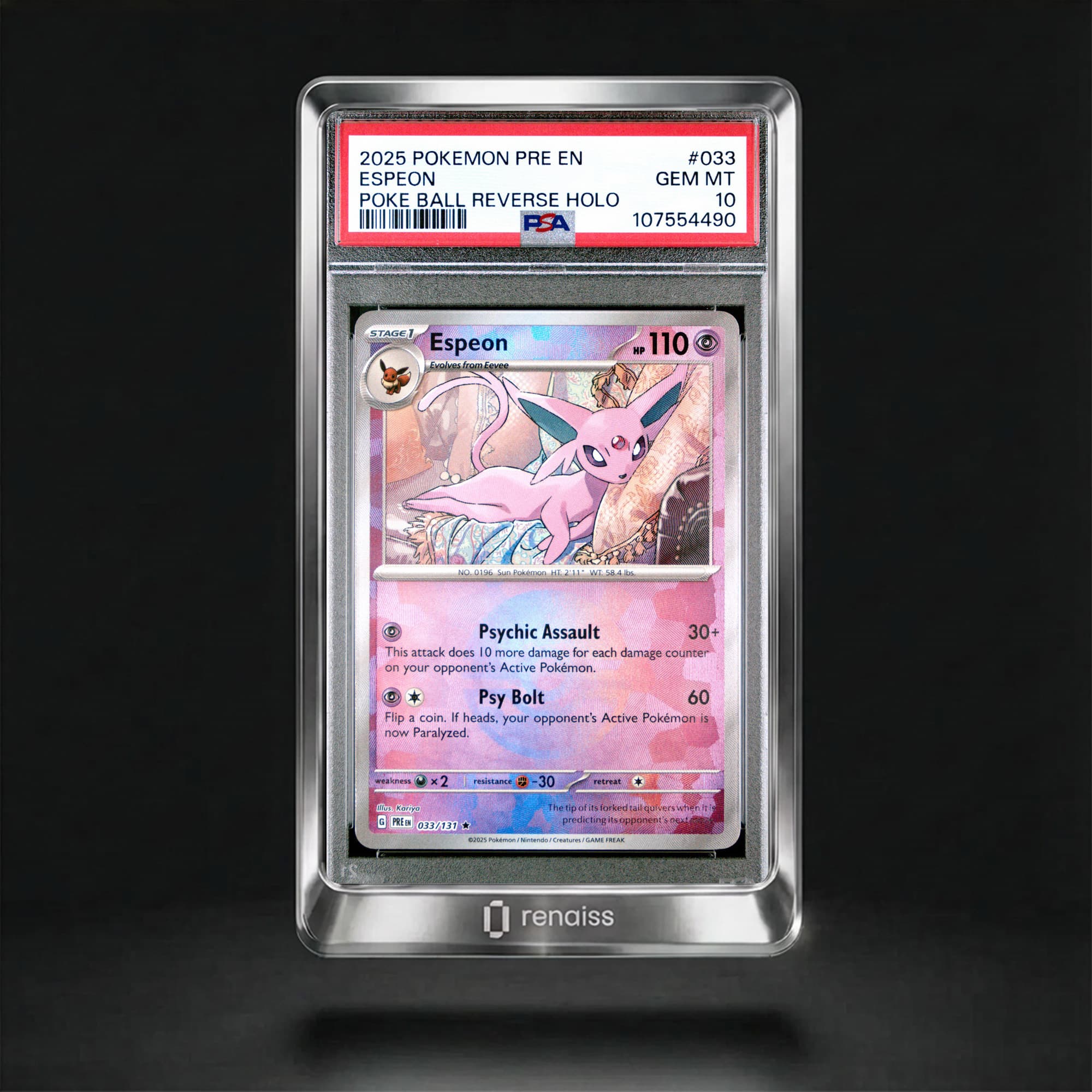 PSA 10 Gem Mint 2025 Pokemon Pre En-Prismatic Evolutions #33 Espeon