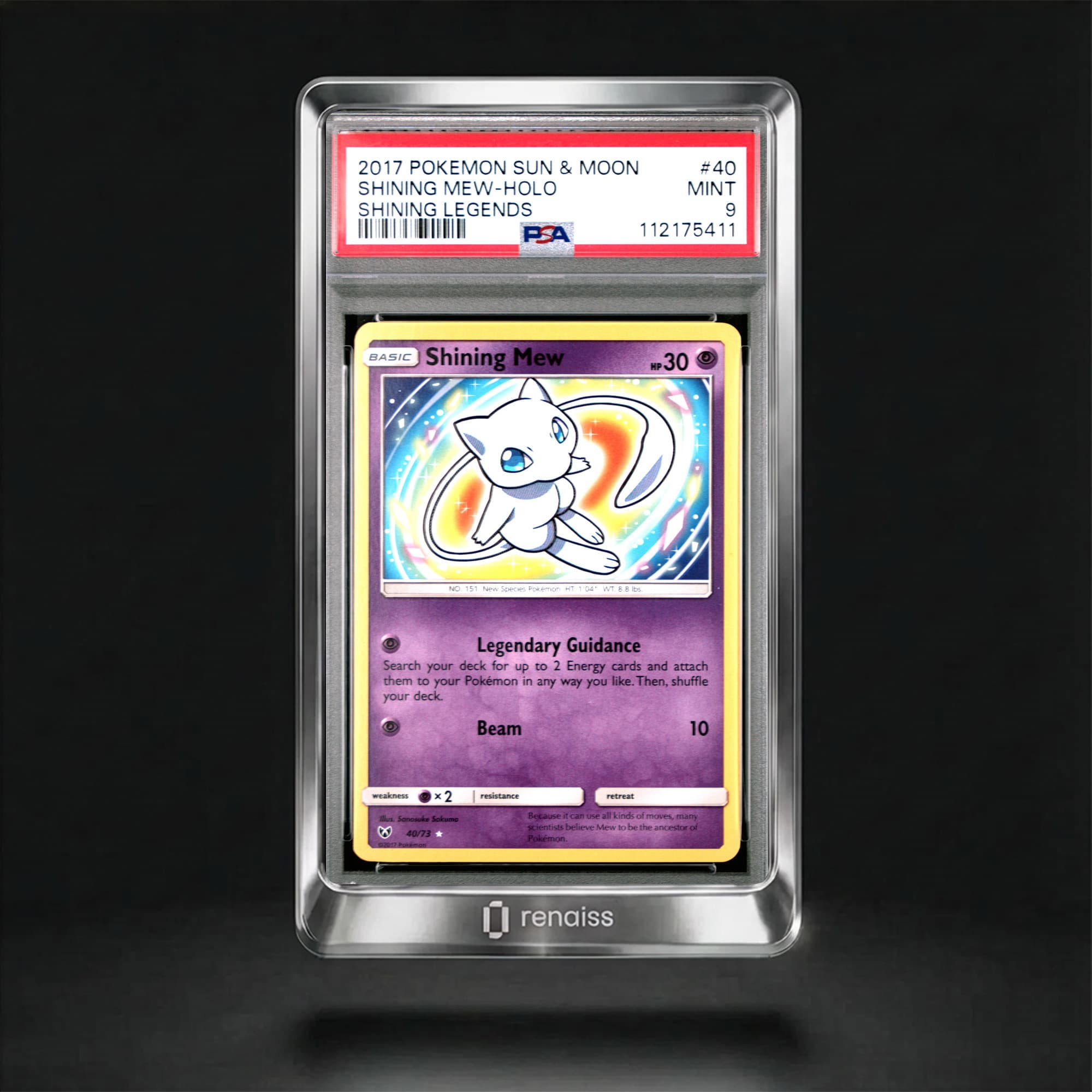PSA 9 Mint 2017 Pokemon Sun & Moon Shining Legends #40 Shining Mew-Holo