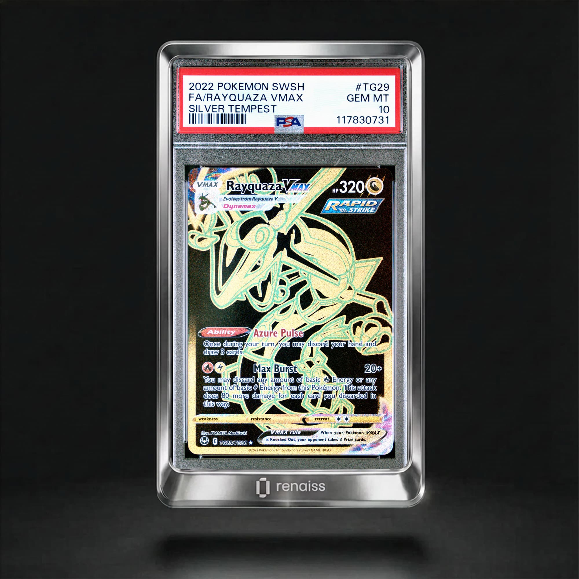 PSA 10 Gem Mint 2022 Pokemon Sword & Shield Silver Tempest #TG29 Rayquaza Vmax