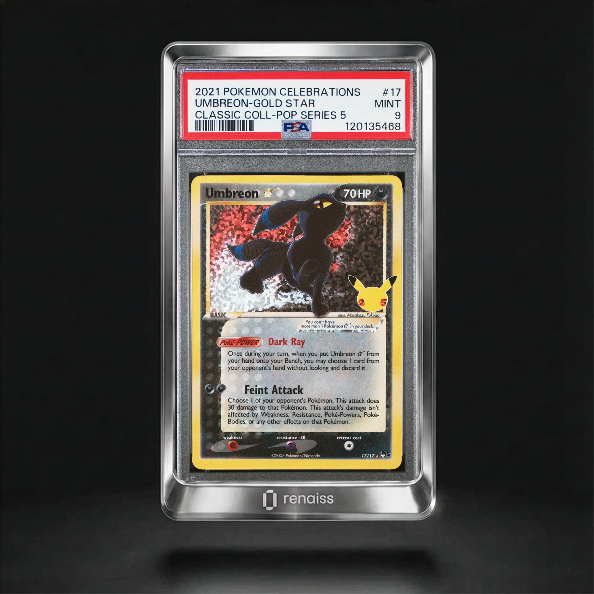 PSA 9 Mint 2021 Pokemon Celebrations Classic Collection #17 Umbreon-Gold Star