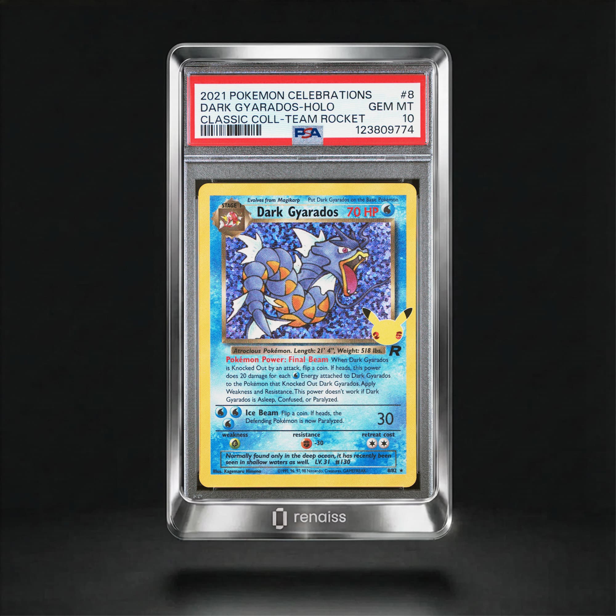 PSA 10 Gem Mint 2021 Pokemon Celebrations Classic Collection #8 Dark Gyarados-Holo