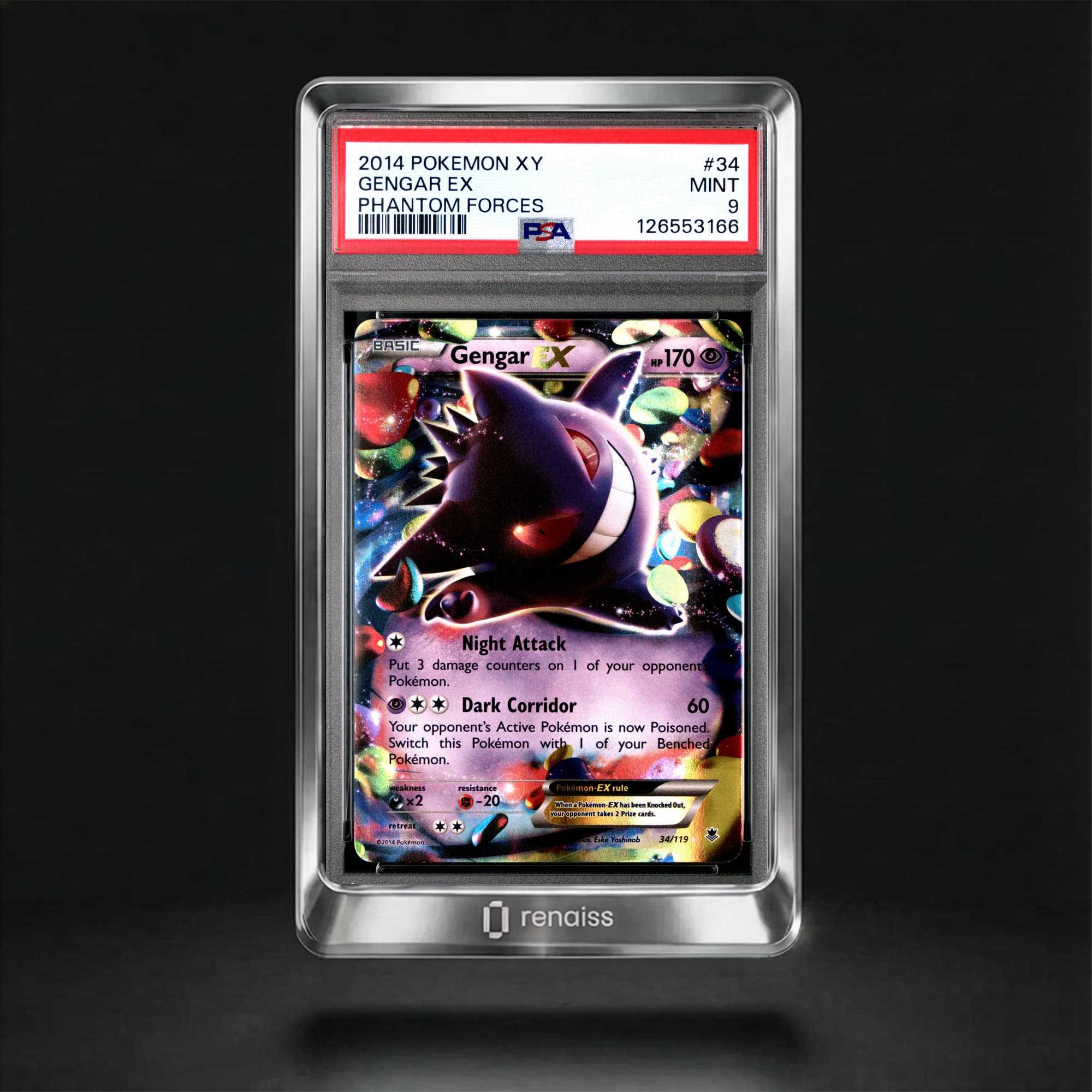 PSA 9 Mint 2014 Pokemon Xy Phantom Forces #34 Gengar Ex