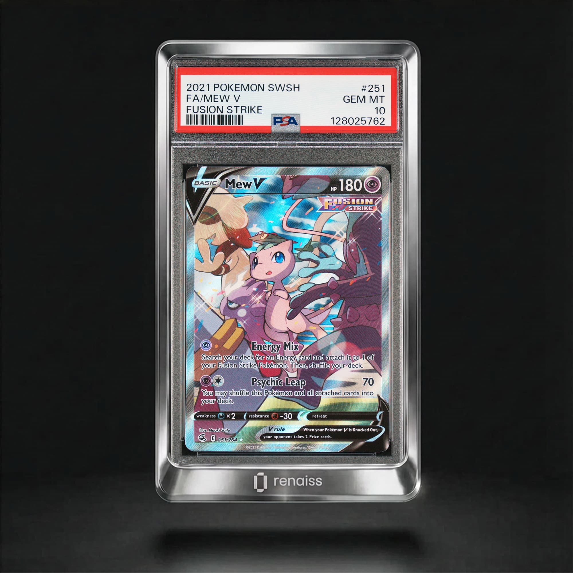 PSA 10 Gem Mint 2021 Pokemon Sword & Shield Fusion Strike #251 Mew V