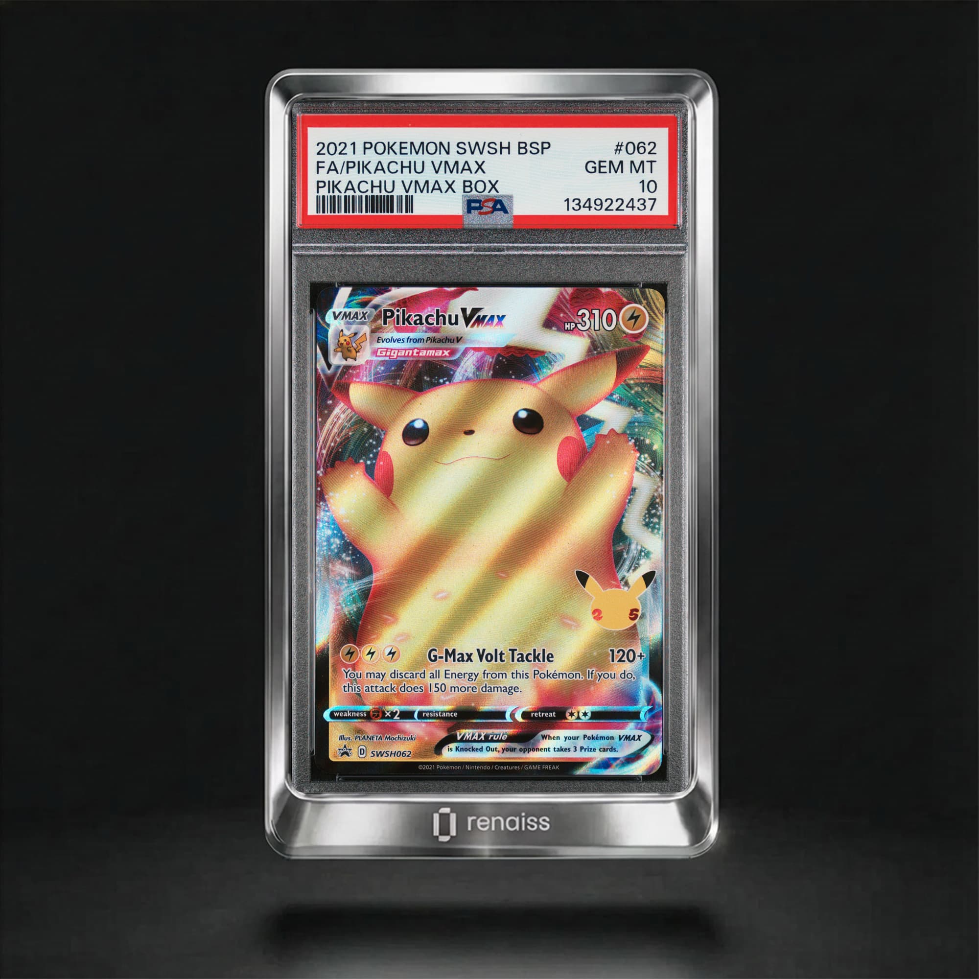 PSA 10 Gem Mint 2021 Pokemon Swsh Black Star Promo #62 Pikachu Vmax