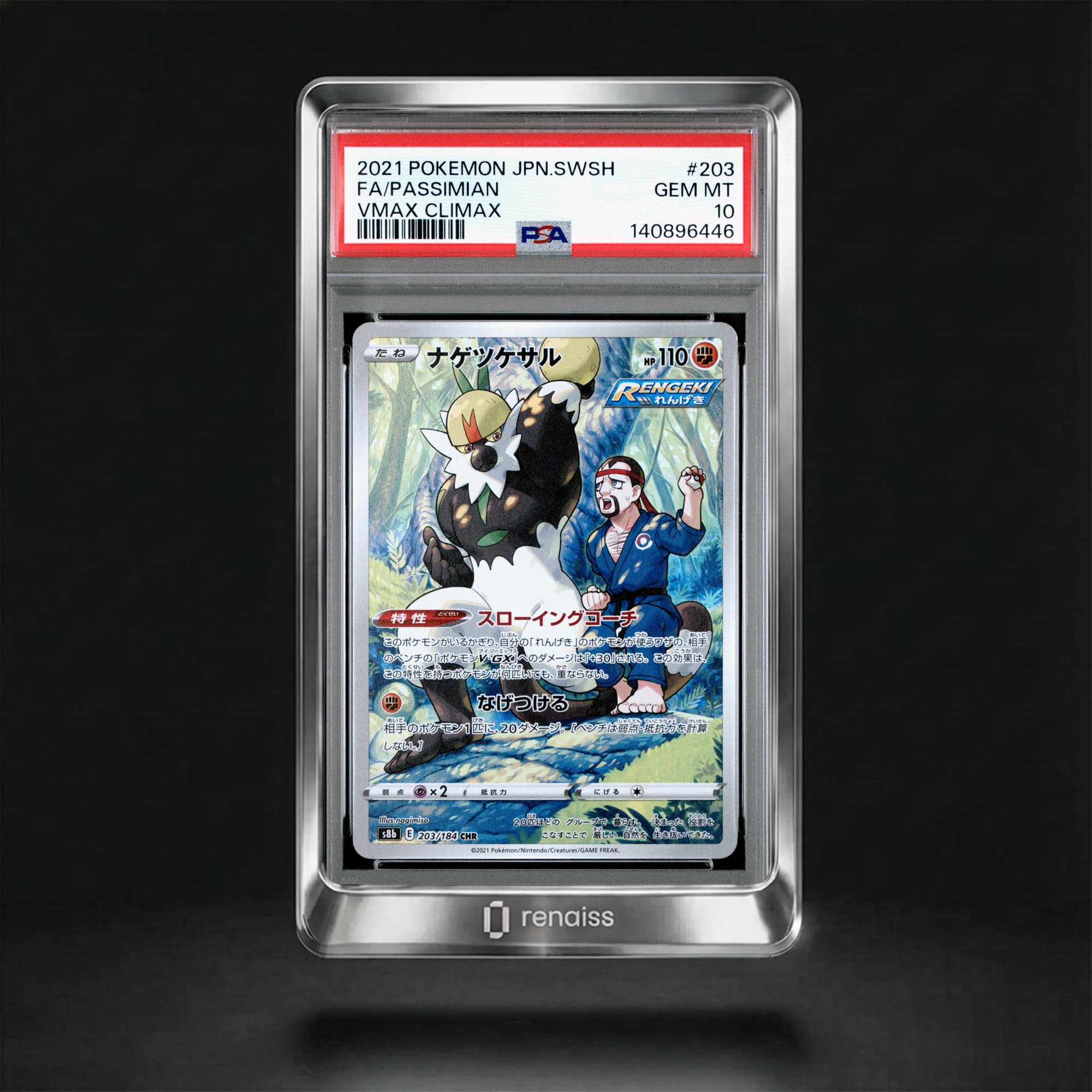 PSA 10 Gem Mint 2021 Pokemon Japanese Sword & Shield Vmax Climax #203 Passimian