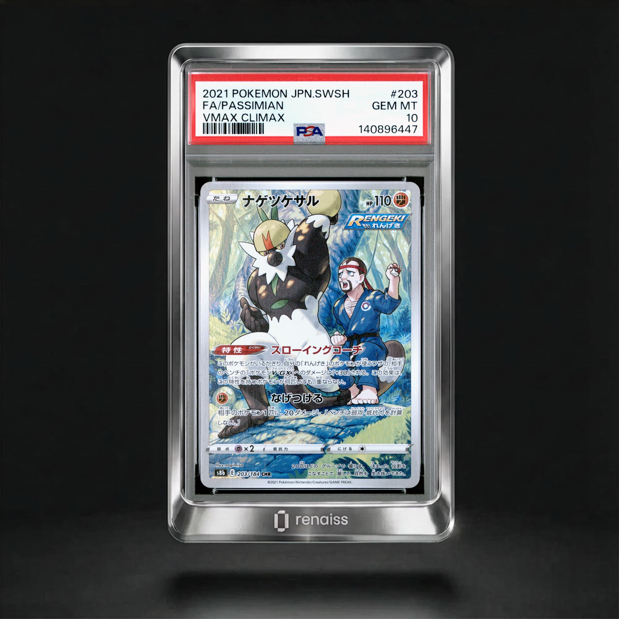 PSA 10 Gem Mint 2021 Pokemon Japanese Sword & Shield Vmax Climax #203 Passimian