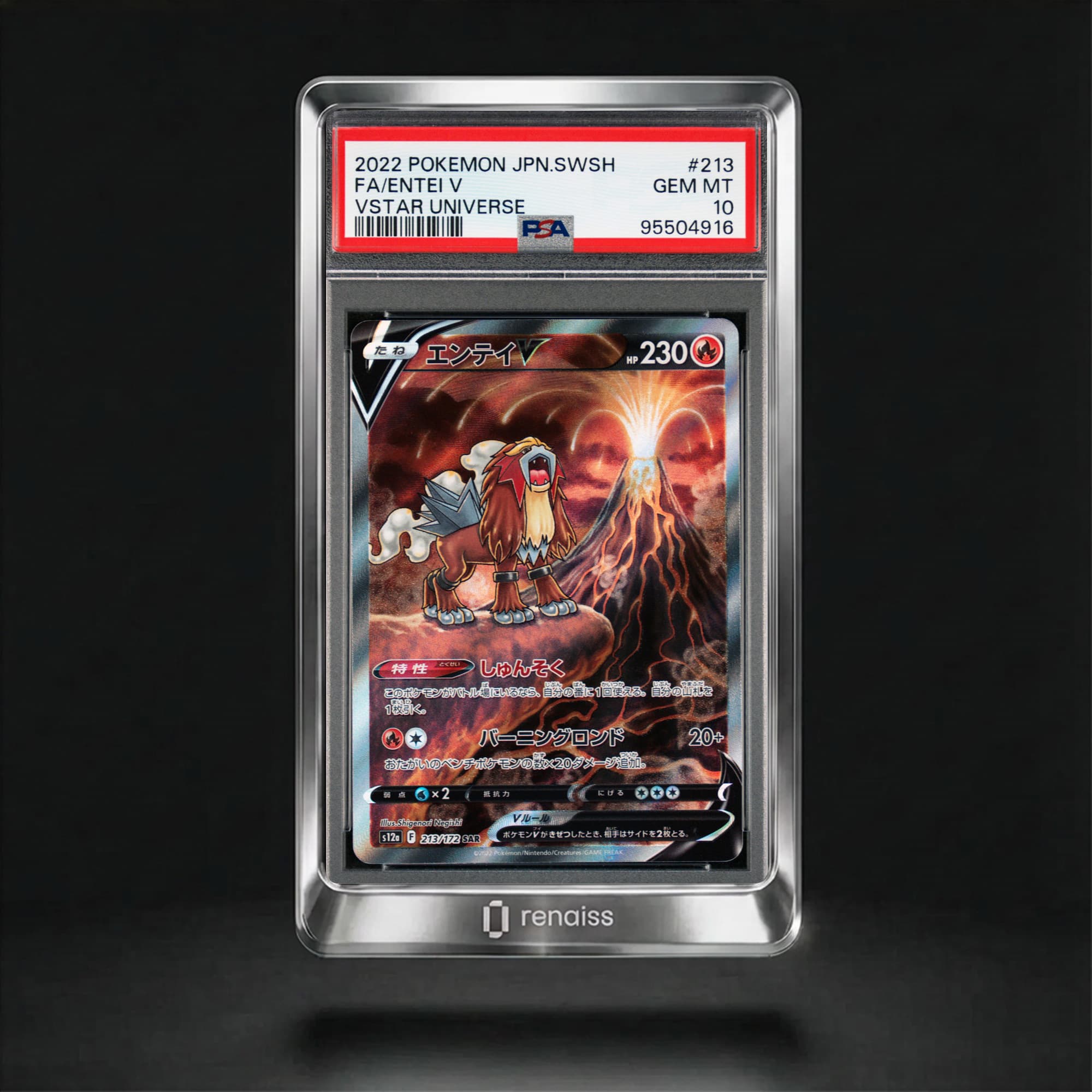 PSA 10 Gem Mint 2022 Pokemon Japanese Sword & Shield Vstar Universe #213 Entei V