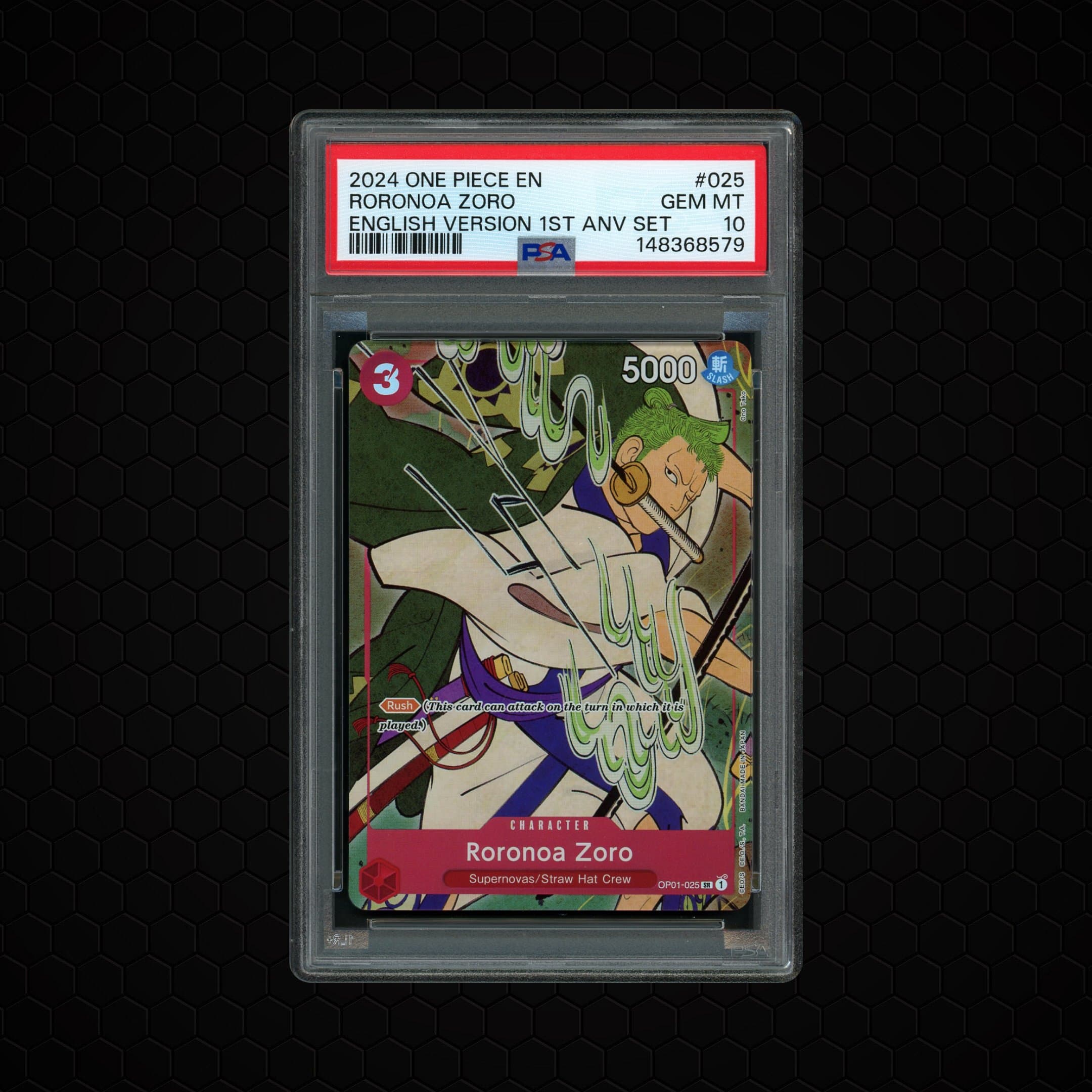 2024 1st Anniversary Set Roronoa Zoro #OP01-025 PSA 10