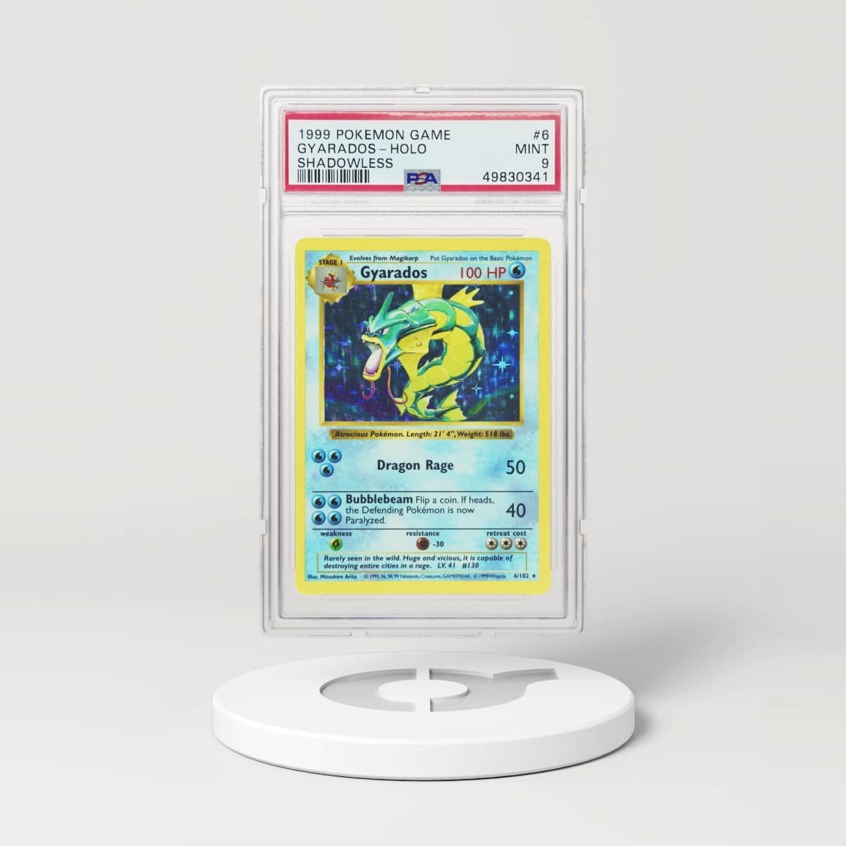 1999 Base Set #6 Gyarados - Shadowless Holo (PSA 9 MINT)