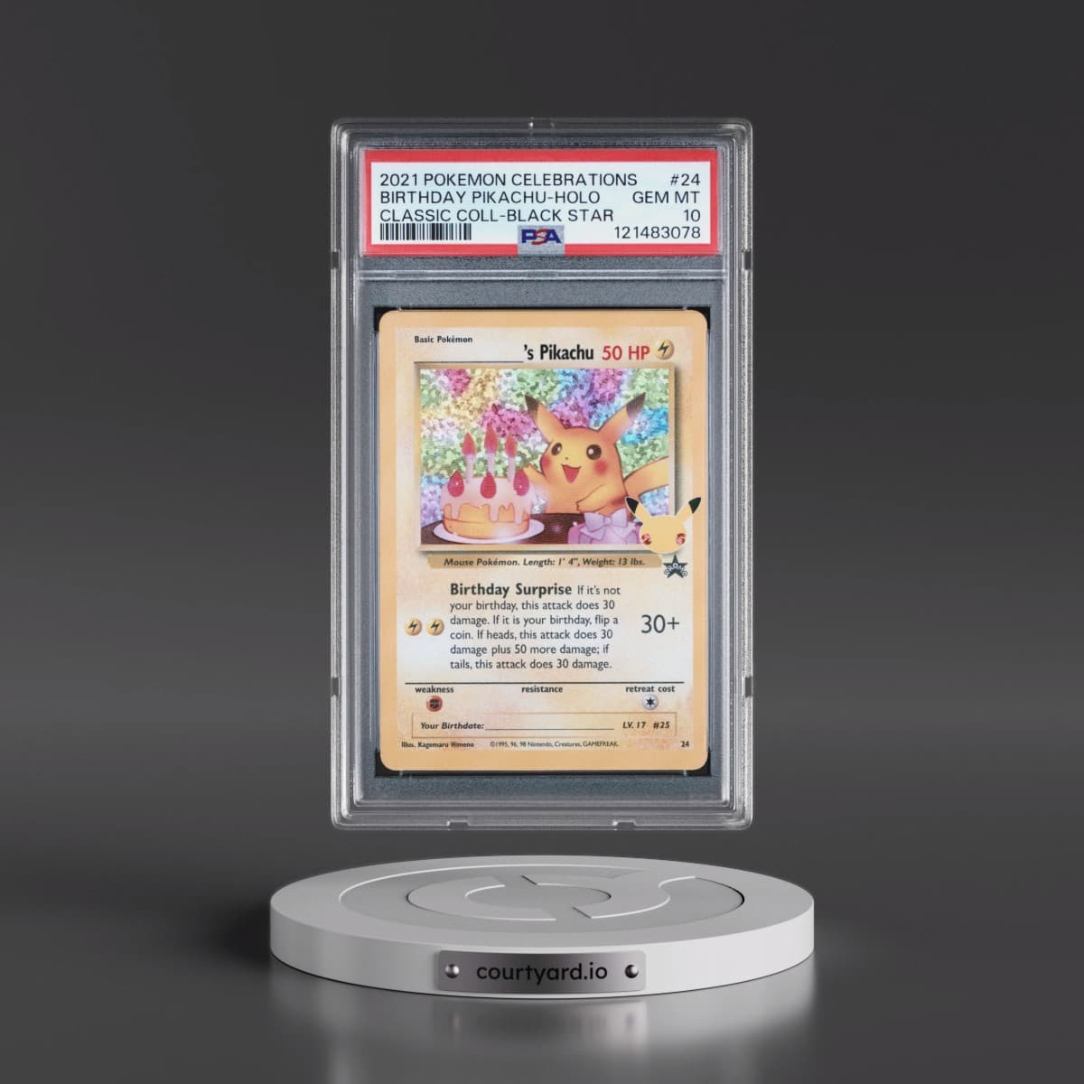 2021 Pokémon Celebrations Classic Collection #24 Birthday Pikachu - Holo (PSA 10 GEM MINT)